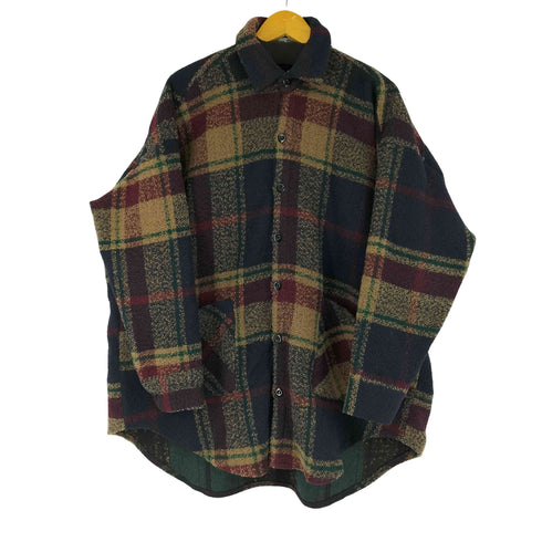 チェック ウールシャツジャケット メンズ